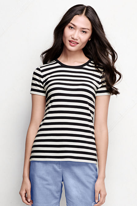 Women's Short Sleeve Shaped Crewneck T-shirt - Stripe
